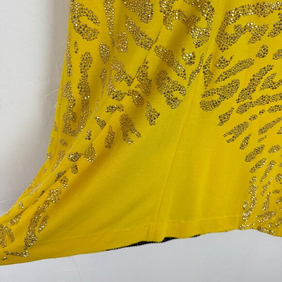 Versace Collection Yellow & Black Embellished Dress Short Sleeve Size 48 US 12 - Picture 14 of 16